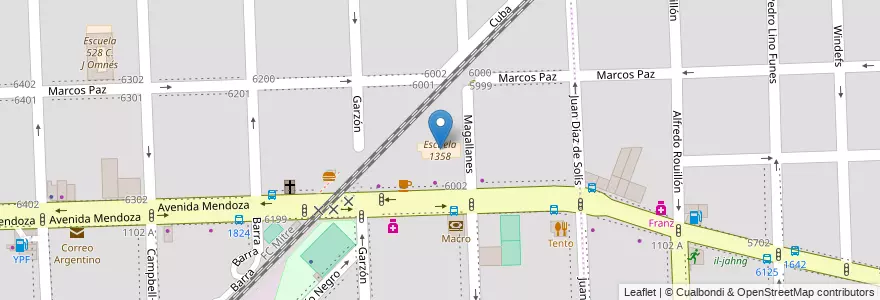Mapa de ubicacion de Escuela 1358 en Arjantin, Santa Fe, Departamento Rosario, Municipio De Rosario, Rosario.