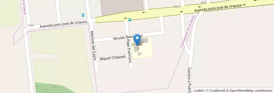 Mapa de ubicacion de Escuela 136 en アルゼンチン, ミシオネス州, Departamento Concepción, Municipio De Concepción De La Sierra.