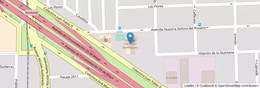 Mapa de ubicacion de Escuela 1367 Raúl Dominguez en Arjantin, Santa Fe, Departamento Rosario, Municipio De Rosario, Rosario.