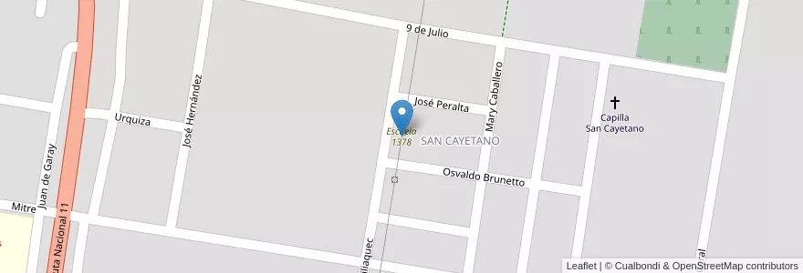 Mapa de ubicacion de Escuela 1378 en Arjantin, Santa Fe, Departamento Vera, Municipio De Calchaquí.