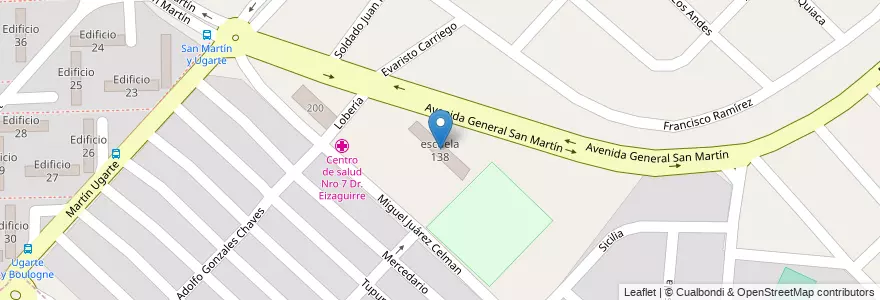 Mapa de ubicacion de escuela 138 en Arjantin, Buenos Aires, Partido De La Matanza, Villa Celina.