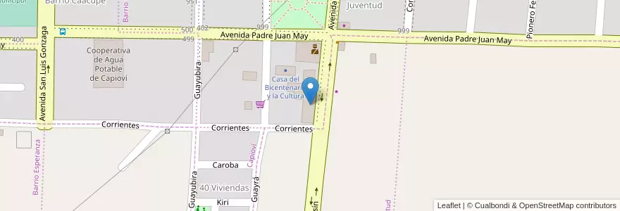 Mapa de ubicacion de Escuela 14 en アルゼンチン, ミシオネス州, Departamento Libertador General San Martín, Municipio De Capioví.