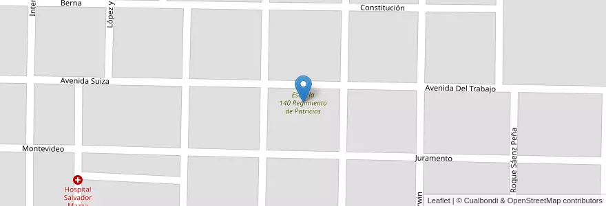 Mapa de ubicacion de Escuela 140 Regimiento de Patricios en Argentinië, Chaco, Departamento Mayor Luis Jorge Fontana, Municipio De Villa Ángela, Villa Ángela.