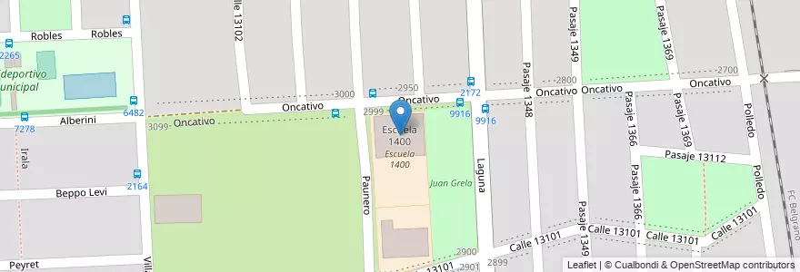 Mapa de ubicacion de Escuela 1400 en Argentina, Santa Fe, Departamento Rosario, Municipio De Rosario, Rosario.