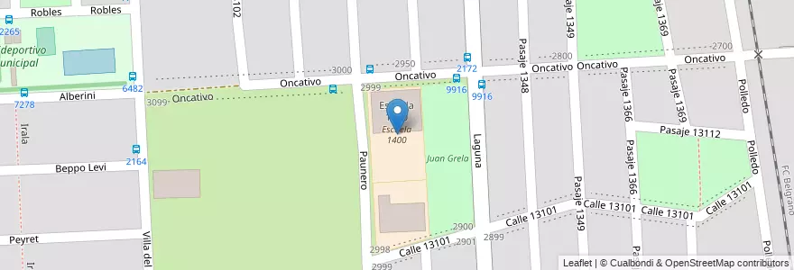 Mapa de ubicacion de Escuela 1400 en 阿根廷, Santa Fe, Departamento Rosario, Municipio De Rosario, 罗萨里奥.