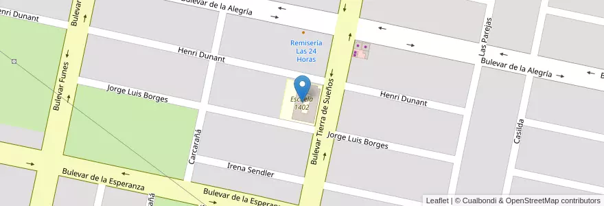 Mapa de ubicacion de Escuela 1402 en Argentinien, Santa Fe, Departamento San Lorenzo, Municipio De Roldán, Roldán.