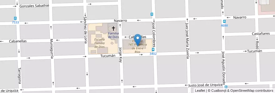 Mapa de ubicacion de Escuela 147 Provincia de Entre Ríos en 阿根廷, Santa Fe, Departamento Rosario, Municipio De Rosario, 罗萨里奥.