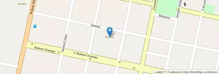 Mapa de ubicacion de Escuela en الأرجنتين, سانتا في, Departamento Garay, Municipio De Helvecia.