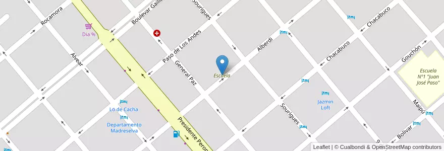 Mapa de ubicacion de Escuela en الأرجنتين, إنتري ريوس, Departamento Colón, Distrito Primero, Colón.