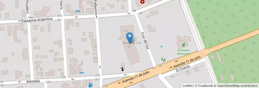 Mapa de ubicacion de Escuela 17 en الأرجنتين, محافظة سانتا كروز, تشيلي, Lago Buenos Aires, Los Antiguos, Los Antiguos.