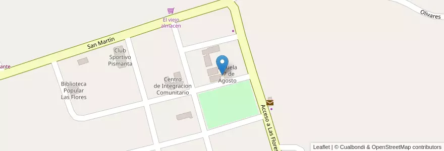 Mapa de ubicacion de Escuela 17 de Agosto en 阿根廷, San Juan, 智利, Iglesia.