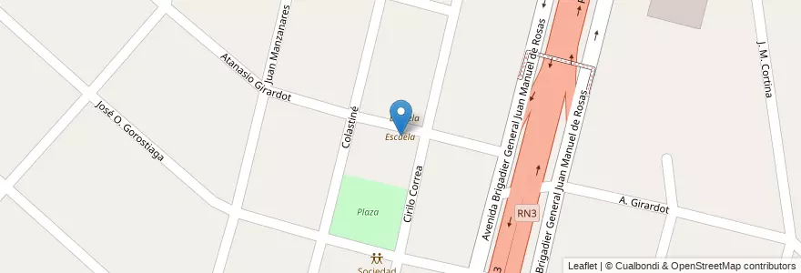 Mapa de ubicacion de Escuela en Argentina, Buenos Aires, Partido De La Matanza, Virrey Del Pino.