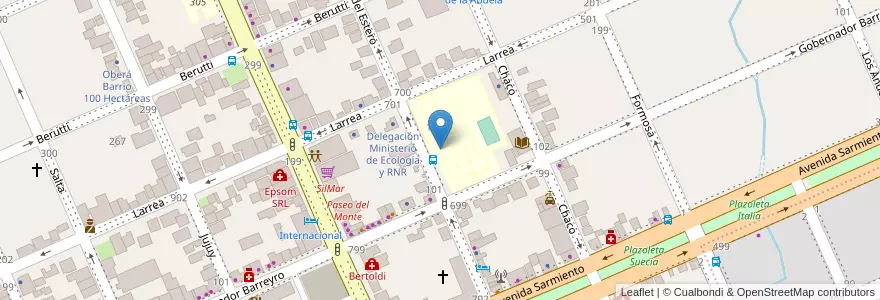 Mapa de ubicacion de Escuela 185 en Arjantin, Misiones, Departamento Oberá.