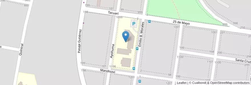 Mapa de ubicacion de Escuela 187 "Carlos María Biedma" en 阿根廷, 智利, 内格罗河省, Departamento Bariloche, Municipio De San Carlos De Bariloche, San Carlos De Bariloche.