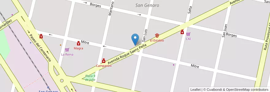 Mapa de ubicacion de Escuela en الأرجنتين, سانتا في, Departamento San Jerónimo, Municipio De San Genaro, San Genaro.