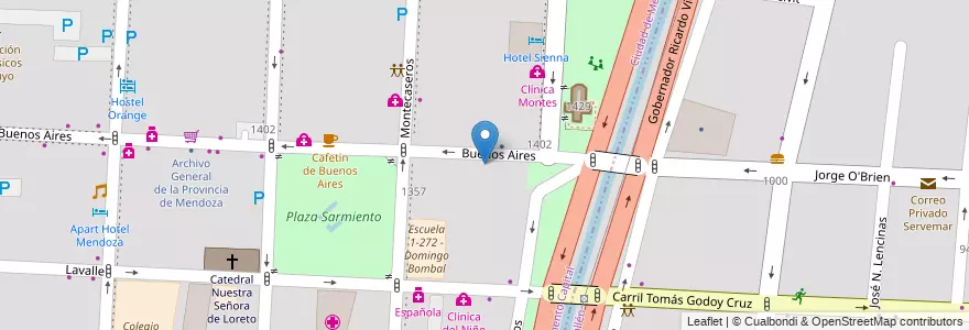 Mapa de ubicacion de Escuela 2-005 Raquel Menéndez de Pavón (Ortofonia y Sordos) en آرژانتین, شیلی, Mendoza, Departamento Capital, Ciudad De Mendoza, Sección 3ª Parque O'Higgins.