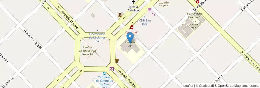 Mapa de ubicacion de Escuela 20 en الأرجنتين, Misiones, Departamento Apóstoles, Municipio De San José.