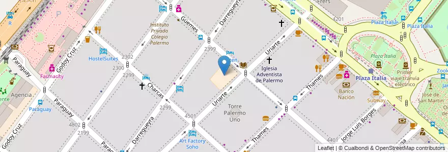 Mapa de ubicacion de Escuela 20 Carlos María Biedma, Palermo en Argentine, Ciudad Autónoma De Buenos Aires, Buenos Aires, Comuna 14.