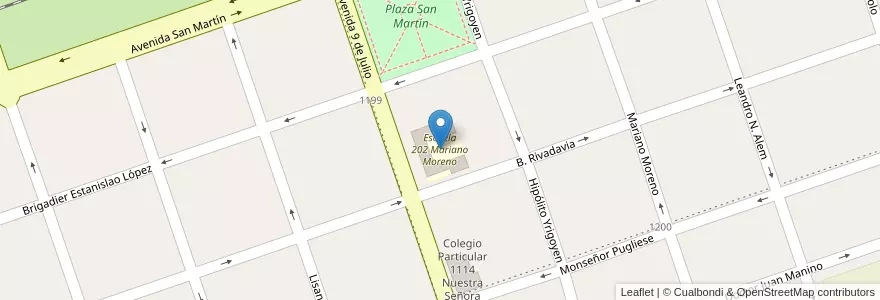 Mapa de ubicacion de Escuela 202 Mariano Moreno en الأرجنتين, سانتا في, Departamento Caseros, Municipio De Arequito.