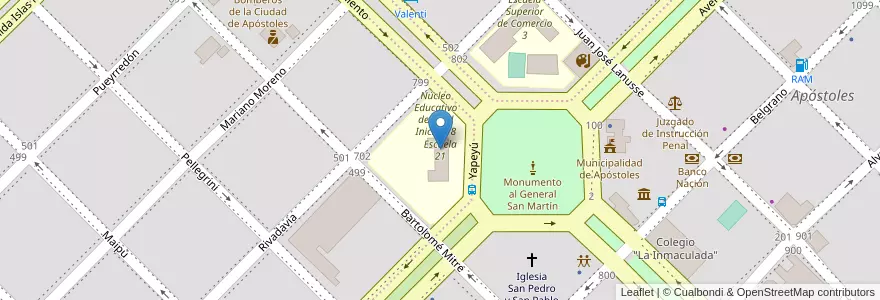 Mapa de ubicacion de Escuela 21 en Argentinië, Misiones, Departamento Apóstoles, Municipio De Apóstoles, Apóstoles.