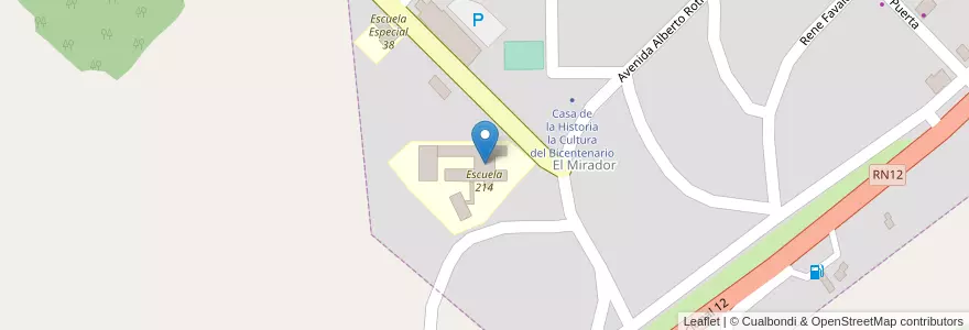 Mapa de ubicacion de Escuela 214 en アルゼンチン, ミシオネス州, Departamento San Ignacio, Municipio De Santo Pipó, Santo Pipó.