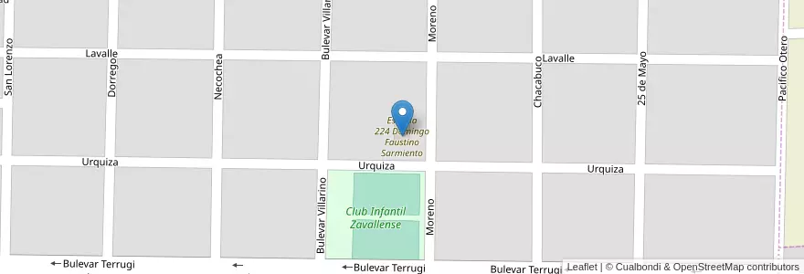 Mapa de ubicacion de Escuela 224 Domingo Faustino Sarmiento en 阿根廷, Santa Fe, Municipio De Zavalla, Departamento Rosario.