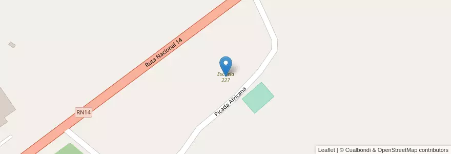 Mapa de ubicacion de Escuela 227 en アルゼンチン, ミシオネス州, Departamento Leandro N. Alem, Municipio De Leandro N. Alem.