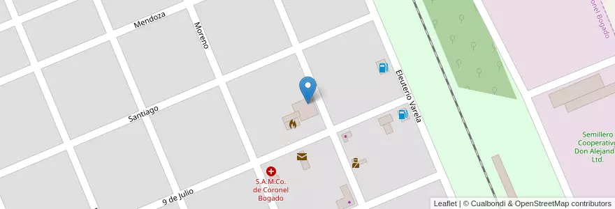 Mapa de ubicacion de Escuela 230 Julio Argentino Roca en الأرجنتين, سانتا في, Departamento Rosario, Municipio De Coronel Bogado, Coronel Bogado.