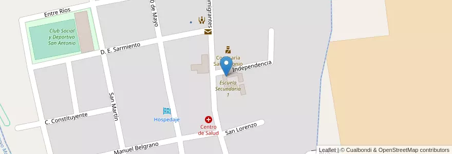 Mapa de ubicacion de Escuela 24 en アルゼンチン, エントレ・リオス州, Departamento Gualeguaychú, Distrito Pehuajó Al Norte, Aldea San Antonio, Aldea San Antonio.
