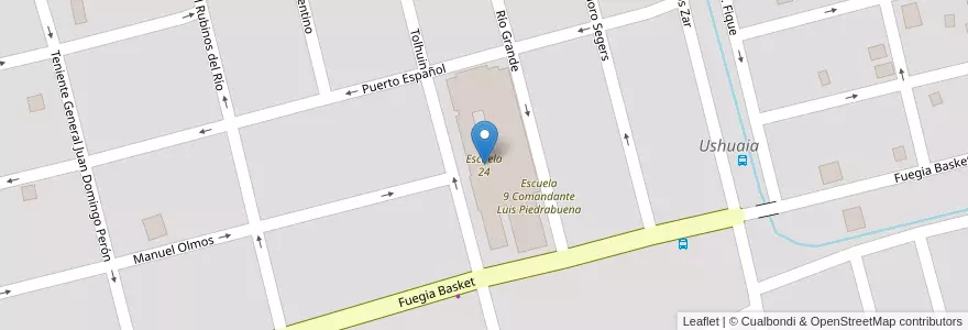 Mapa de ubicacion de Escuela 24 en 阿根廷, Departamento Ushuaia, 智利, 火地省, Ushuaia.