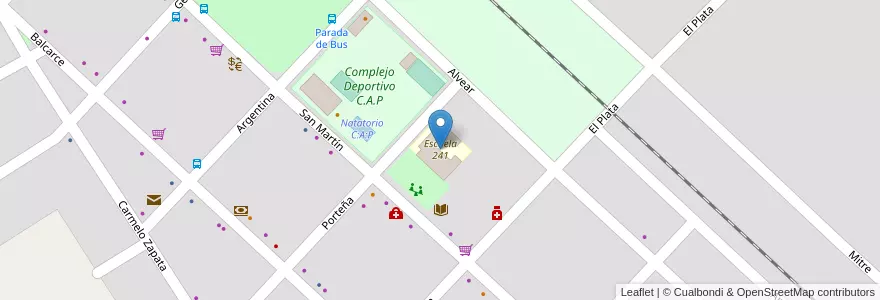 Mapa de ubicacion de Escuela 241 en Аргентина, Санта-Фе, Departamento Iriondo, Municipio De Salto Grande, Salto Grande.