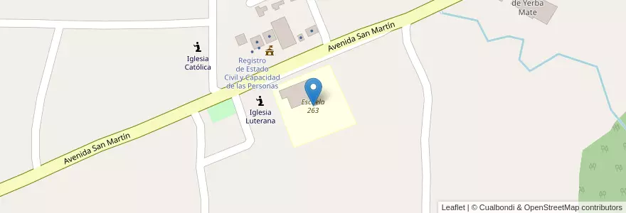 Mapa de ubicacion de Escuela 263 en アルゼンチン, ミシオネス州, Departamento San Ignacio, Municipio De Hipólito Yrigoyen.
