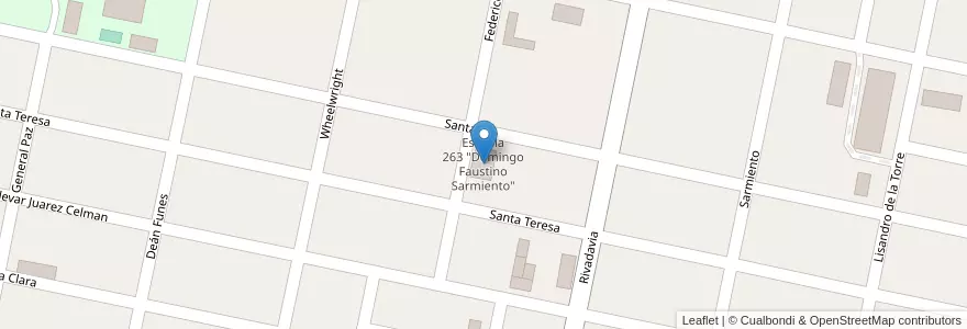 Mapa de ubicacion de Escuela 263 "Domingo Faustino Sarmiento" en アルゼンチン, サンタフェ州, Departamento Belgrano, Municipio De Tortugas.