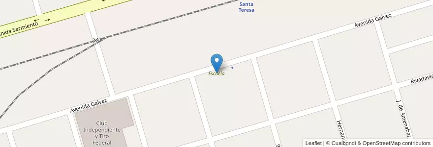 Mapa de ubicacion de Escuela en Argentine, Santa Fe, Departamento Constitución, Municipio De Santa Teresa, Santa Teresa.