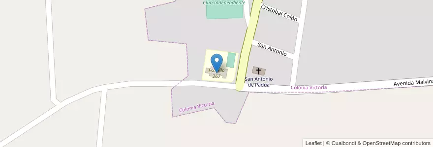 Mapa de ubicacion de Escuela 267 en Argentina, Misiones, Departamento Eldorado, Municipio De Colonia Victoria.