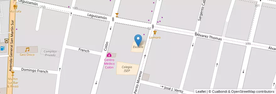 Mapa de ubicacion de Escuela en アルゼンチン, チリ, メンドーサ州, Godoy Cruz, Departamento Godoy Cruz, Distrito Ciudad De Godoy Cruz.