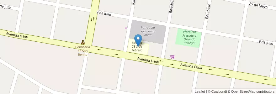 Mapa de ubicacion de Escuela 28 3 de Febrero en الأرجنتين, إنتري ريوس, Departamento Paraná, Distrito Sauce, San Benito.