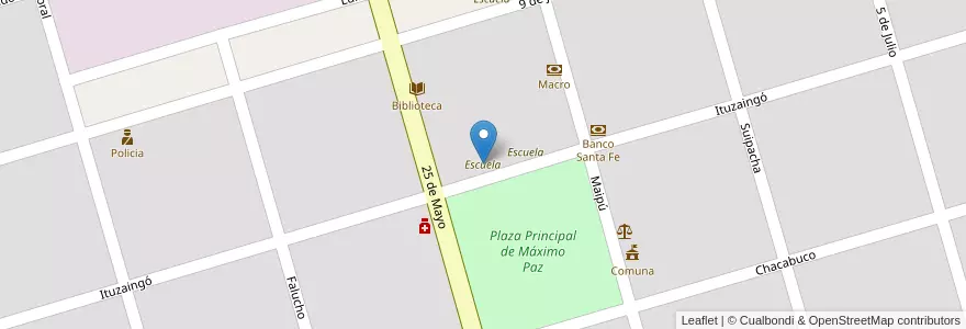 Mapa de ubicacion de Escuela en 아르헨티나, Santa Fe, Departamento Constitución, Municipio De Máximo Paz, Máximo Paz.
