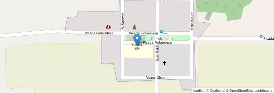 Mapa de ubicacion de Escuela 296 en アルゼンチン, ミシオネス州, Departamento Oberá, Pueblo Salto.