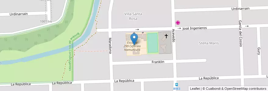 Mapa de ubicacion de Escuela 299 Ceferino Namuncurá en آرژانتین, سانتافه, Departamento Rosario, Municipio De Rosario, تسبیح.