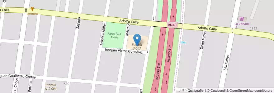 Mapa de ubicacion de Escuela 3-003 en Arjantin, Şili, Mendoza, Departamento Guaymallén.