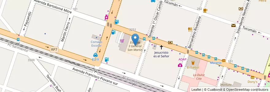 Mapa de ubicacion de Escuela 3 General San Martín en Argentine, Province De Buenos Aires, Partido De Moreno, Moreno.