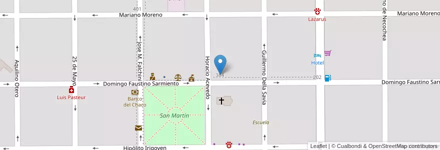 Mapa de ubicacion de Escuela 305 Hermana Hortensia Coppa en Arjantin, Chaco, Departamento Fray Justo Santa María De Oro, Municipio De Santa Sylvina, Santa Sylvina.