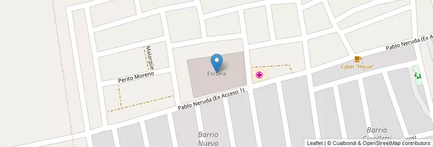 Mapa de ubicacion de Escuela en 아르헨티나, 칠레, Mendoza, Departamento Capital, Sección 11ª San Agustín, Ciudad De Mendoza.