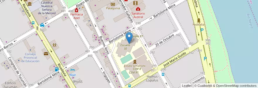 Mapa de ubicacion de Escuela 339 en آرژانتین, استان ریو نگرو، آرژانتین, Departamento Adolfo Alsina, Viedma, Viedma.