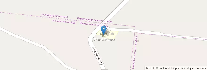 Mapa de ubicacion de Escuela 339 en Argentinië, Misiones, Departamento Apóstoles, Municipio De San José.
