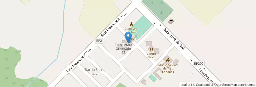 Mapa de ubicacion de Escuela 34 en Argentina, Misiones, Departamento Apóstoles, Municipio De Tres Capones.