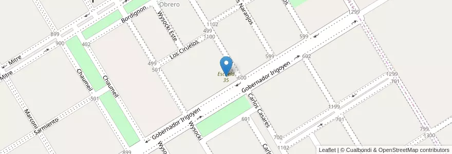 Mapa de ubicacion de Escuela 35 en الأرجنتين, بوينس آيرس, Partido De Trenque Lauquen, Cuartel Chacras De Trenque Lauquen, Trenque Lauquen.