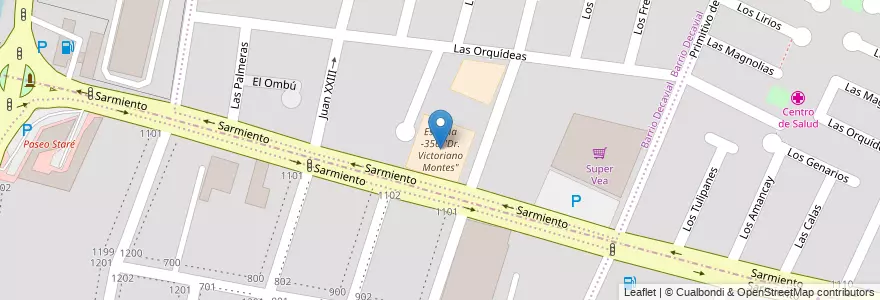 Mapa de ubicacion de Escuela -356 "Dr. Victoriano Montes" en 阿根廷, 智利, Mendoza, Godoy Cruz, Departamento Godoy Cruz, Distrito San Francisco Del Monte.