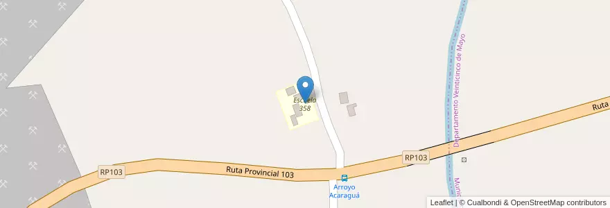 Mapa de ubicacion de Escuela 358 en アルゼンチン, ミシオネス州, Departamento Oberá, Municipio De Campo Ramón.